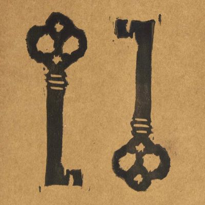 Two Keys, woodblock card LAPR740