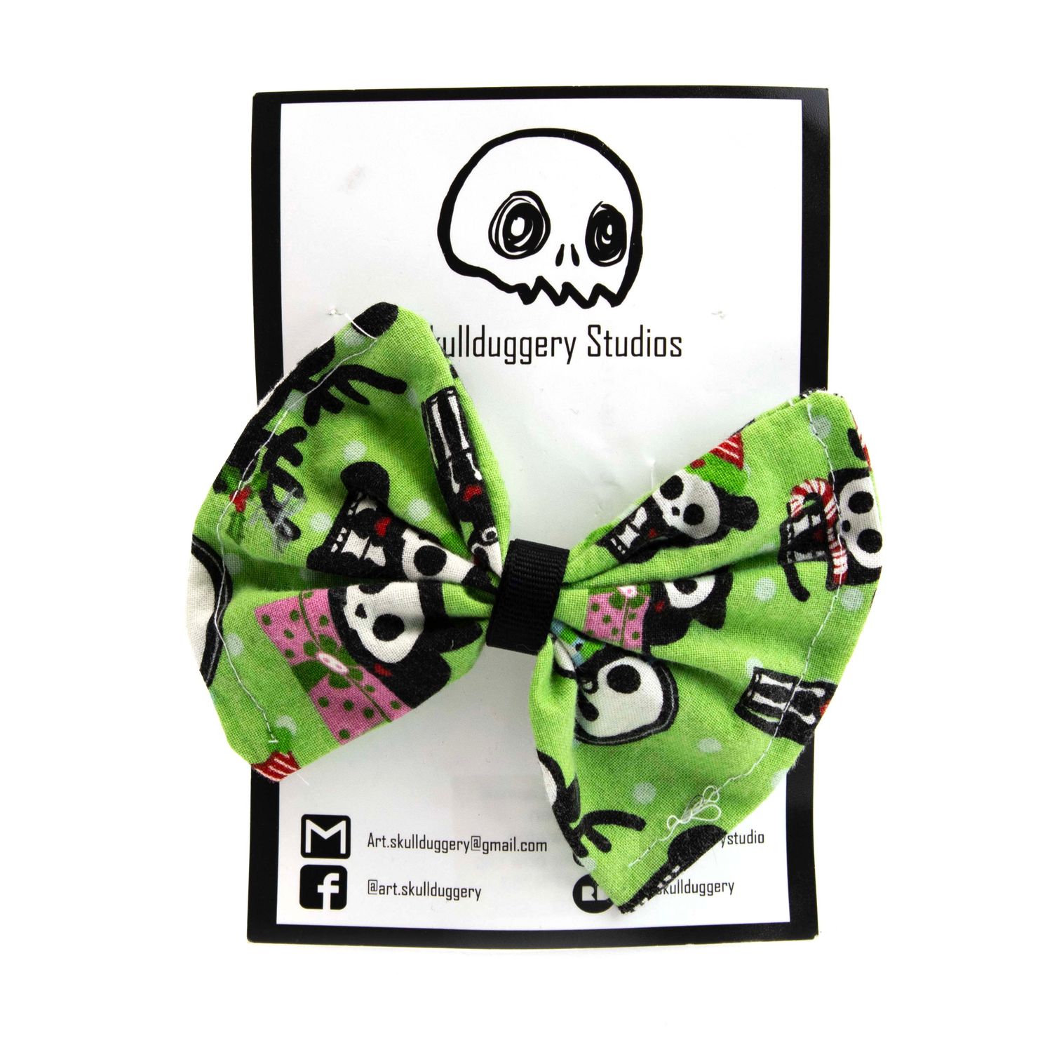 Green Skeleton, hair bow clip LAPR763