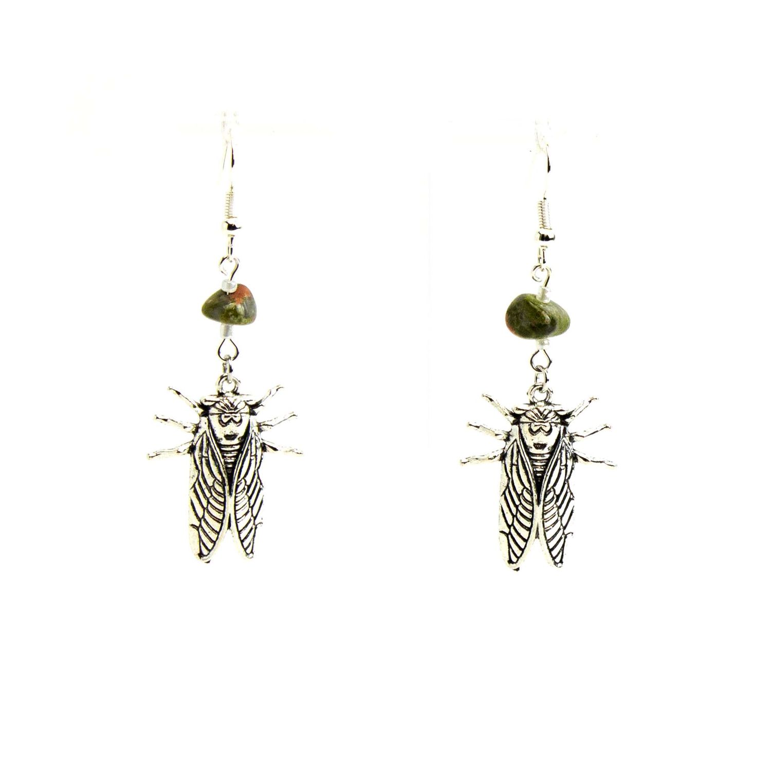 Cicada Green Stones, earrings LAPR806