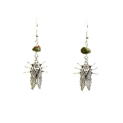 Cicada Green Stones, earrings LAPR806
