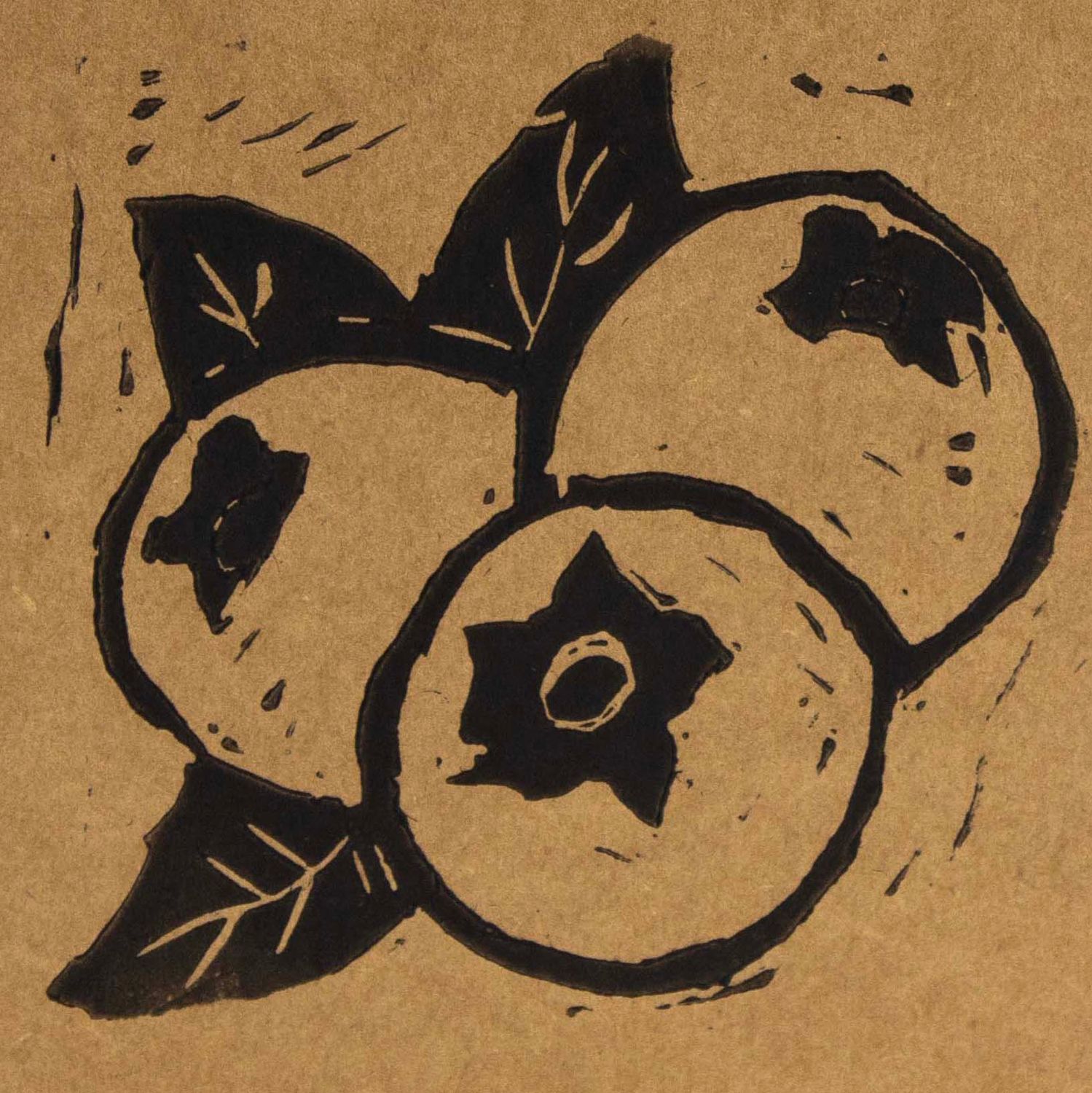 Blueberries, woodblock card LAPR744