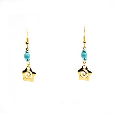 Gold Teal Star Spiral, earrings LAPR799