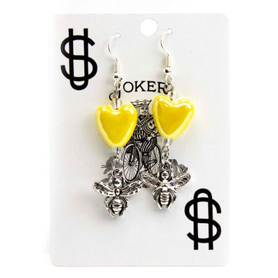 Yellow Heart Bug, earrings LAPR798