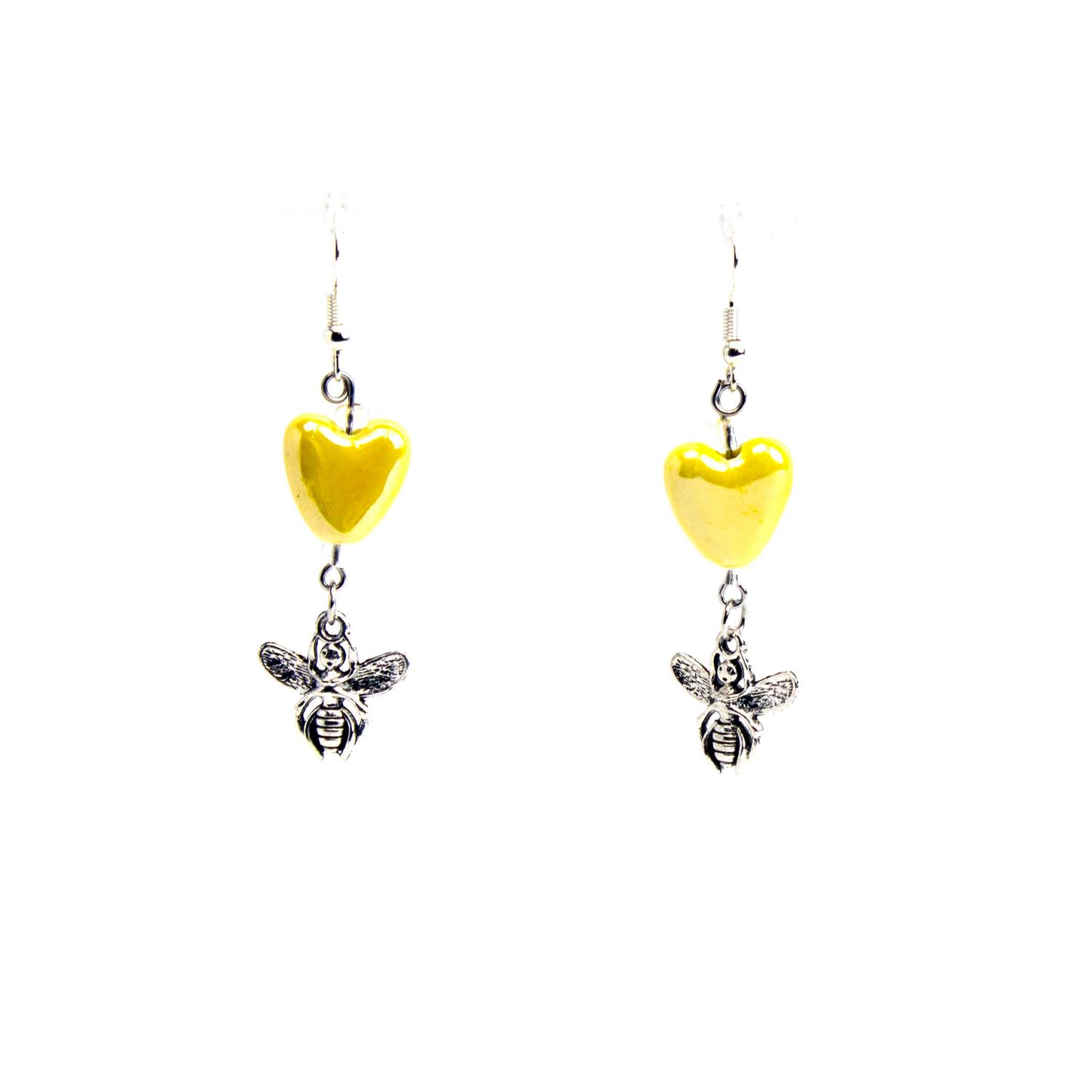 Yellow Heart Bug, earrings LAPR798