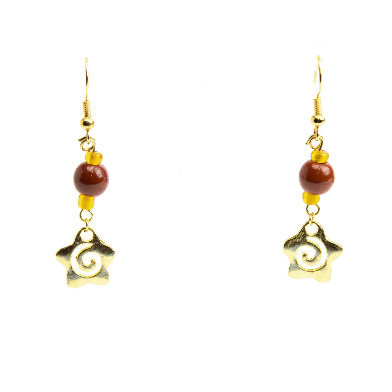 Gold Orange Spiral Star, earrings LAPR813