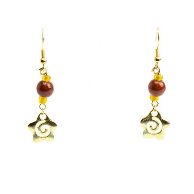 Gold Orange Spiral Star, earrings LAPR813