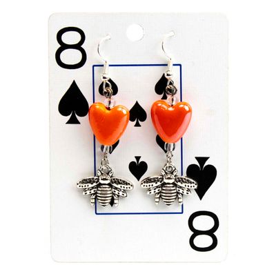 Orange Bug Heart, earrings LAPR797