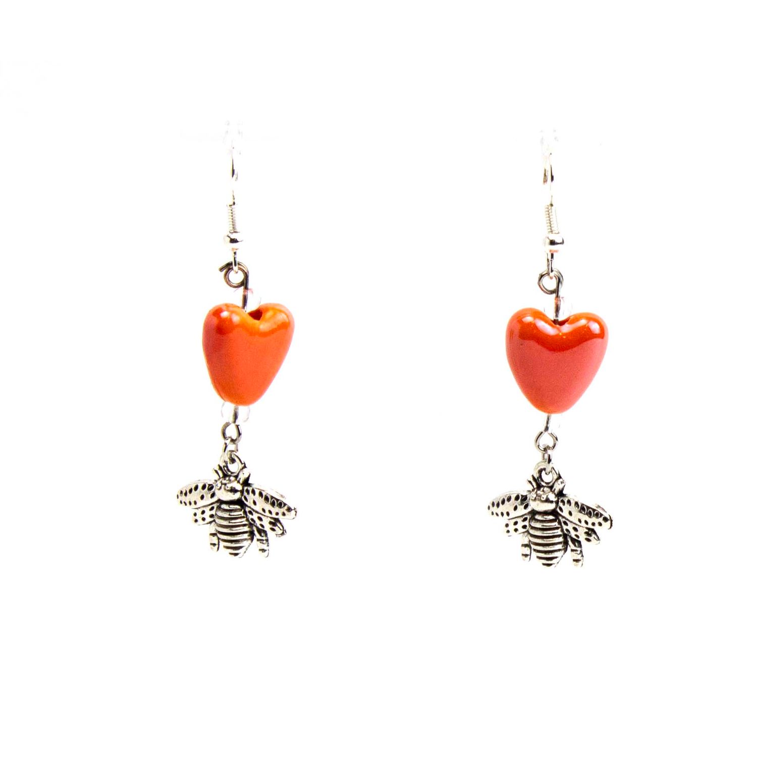Orange Bug Heart, earrings LAPR797
