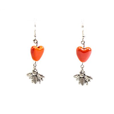 Orange Bug Heart, earrings LAPR797
