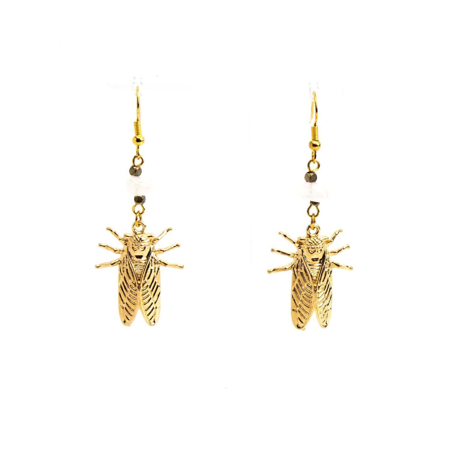 Cicada White Stones, earrings LAPR805