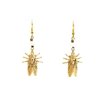 Cicada White Stones, earrings LAPR805