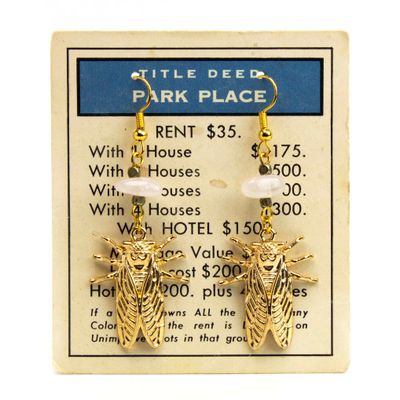 Cicada White Stones, earrings LAPR805