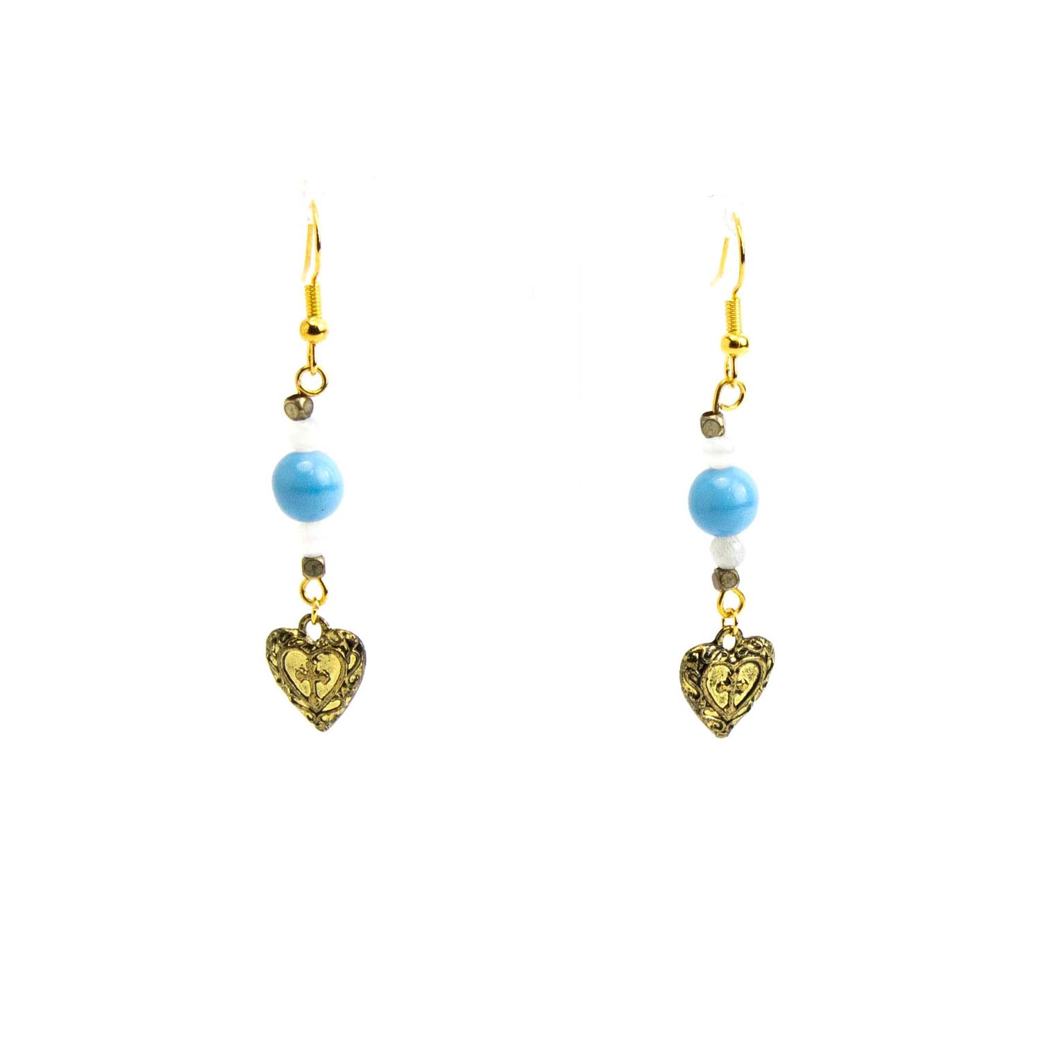 Gold Blue Cross, earrings LAPR802