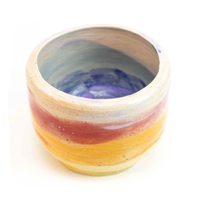 Red Orange Yellow Stripe Bowl, ceramic LANE17
