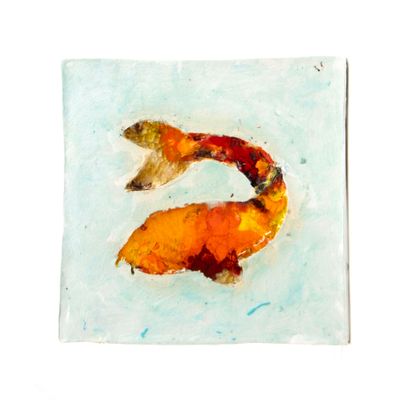 Fish Tile Trivet, ceramic glass DHOJ062