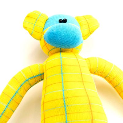 Yellow Plaid, sock monkey GOLE184