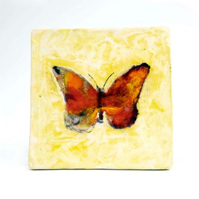 Butterfly Tile Trivet, ceramic glass DHOJ064