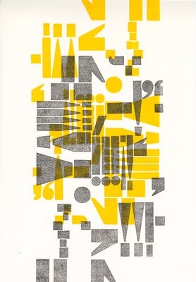 yellow interlude, letterpress print BONE127