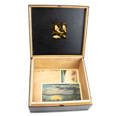 Koi Feeding Time Vault #1, cigar box painting JACC002