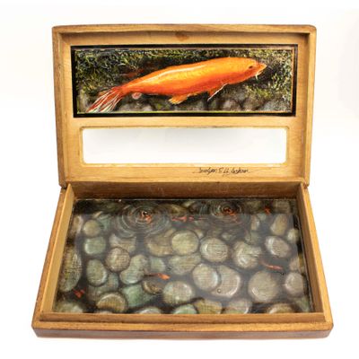 Koi Vault #4, cigar box painting JACC003