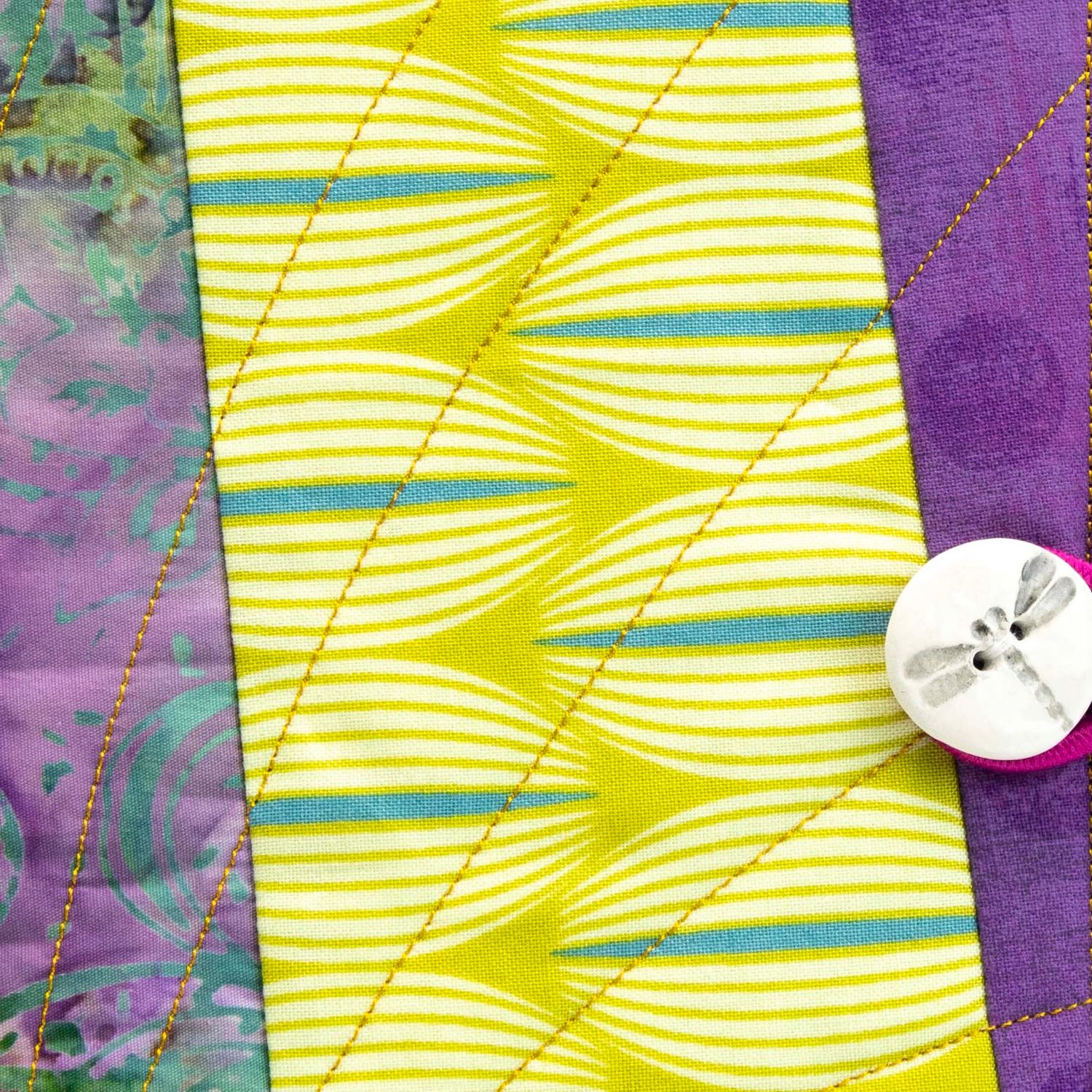 Purple with Chartreuse, quilt covered journal HIRC412