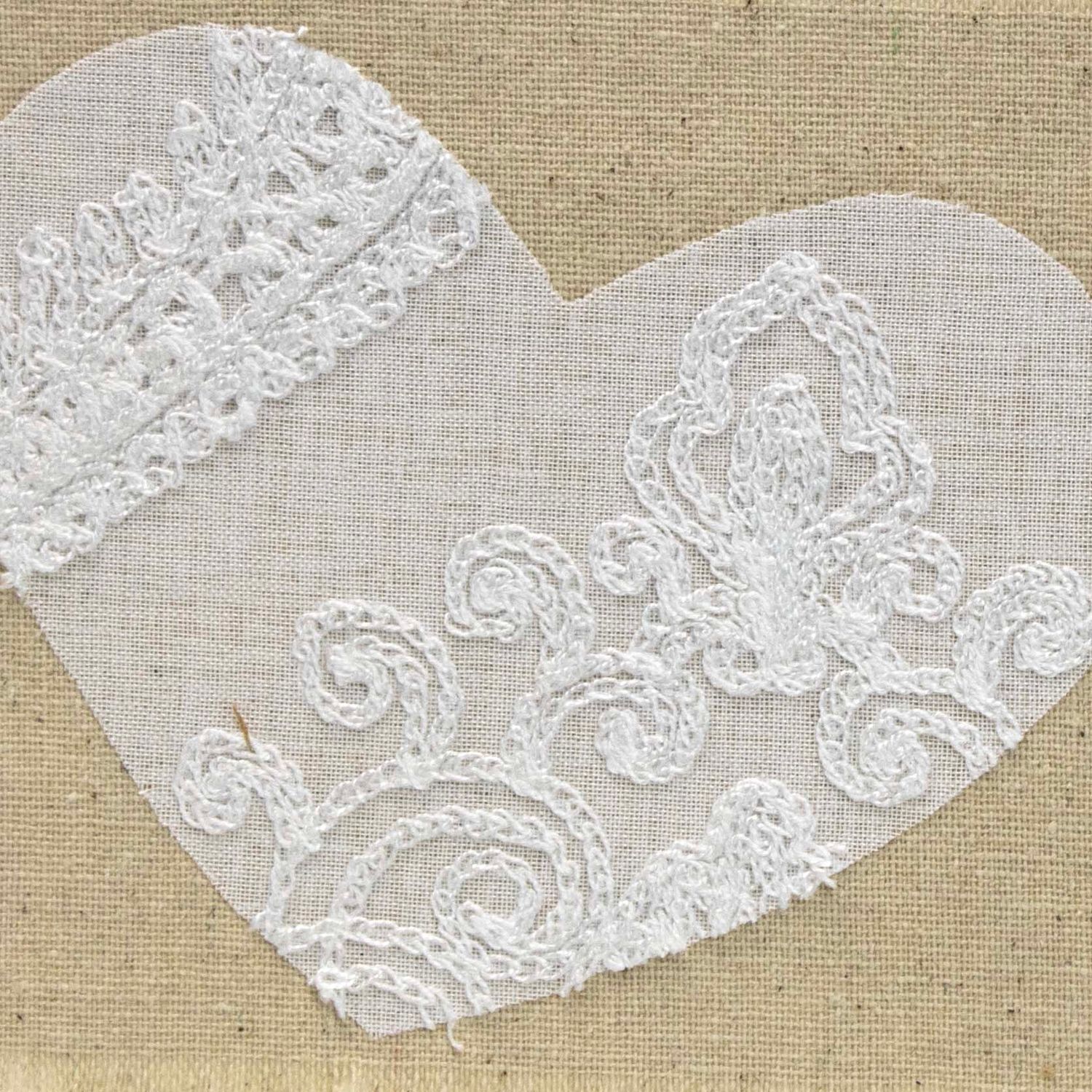 Lace Heart, textile collage card HIRC429