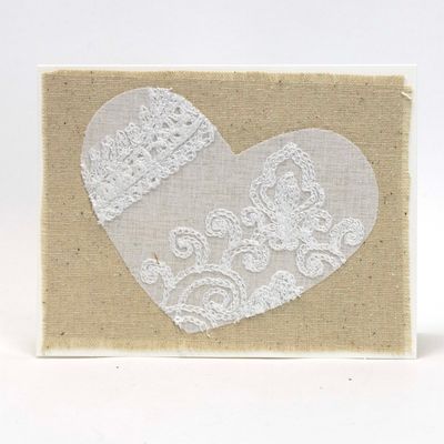 Lace Heart, textile collage card HIRC429