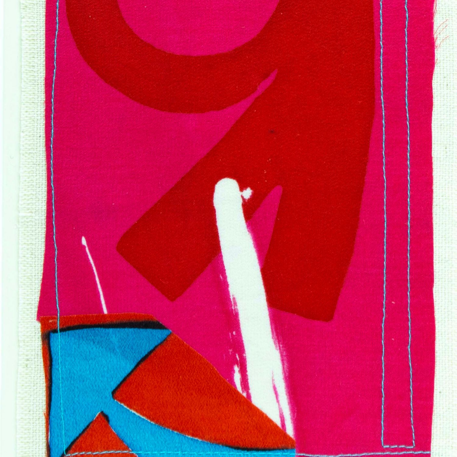 Magenta/Red, textile collage card HIRC419