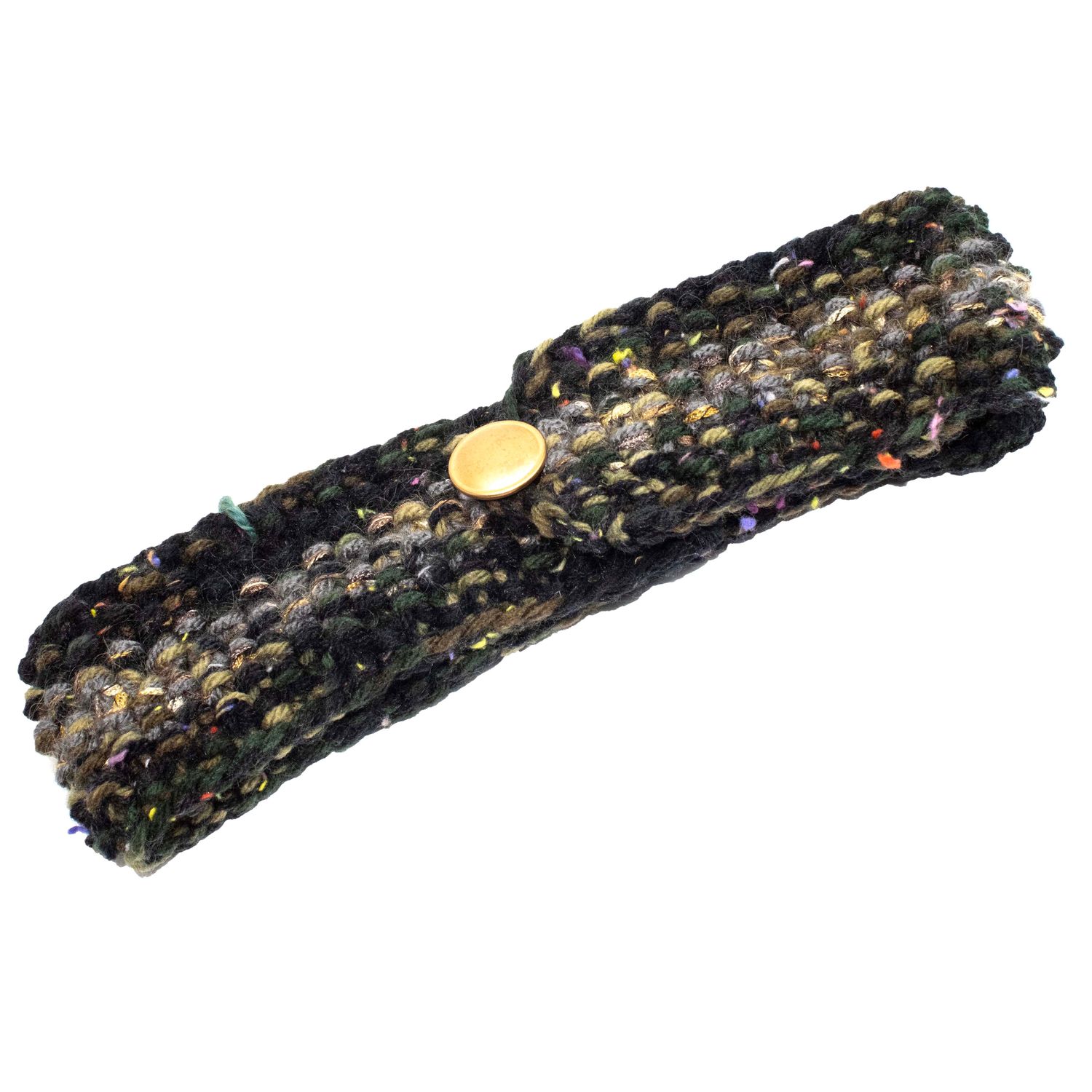 Olives and Black Headband, handknit HIRC388