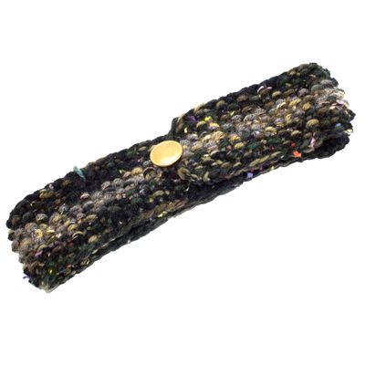 Olives and Black Headband, handknit HIRC388