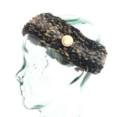 Olives and Black Headband, handknit HIRC388