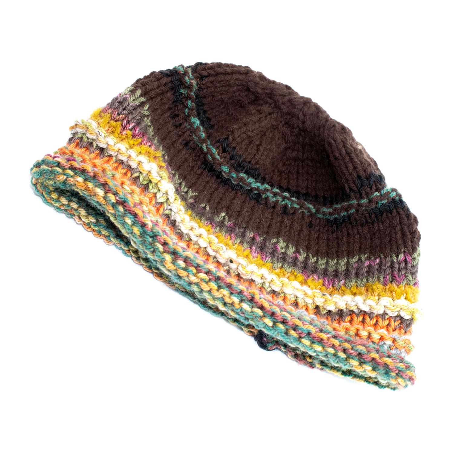 Earth Tones with Dark BrownCrown, handknit HIRC390