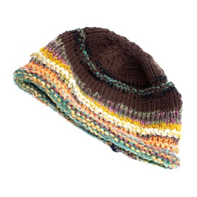 Earth Tones with Dark BrownCrown, handknit HIRC390