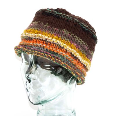 Earth Tones with Dark BrownCrown, handknit HIRC390