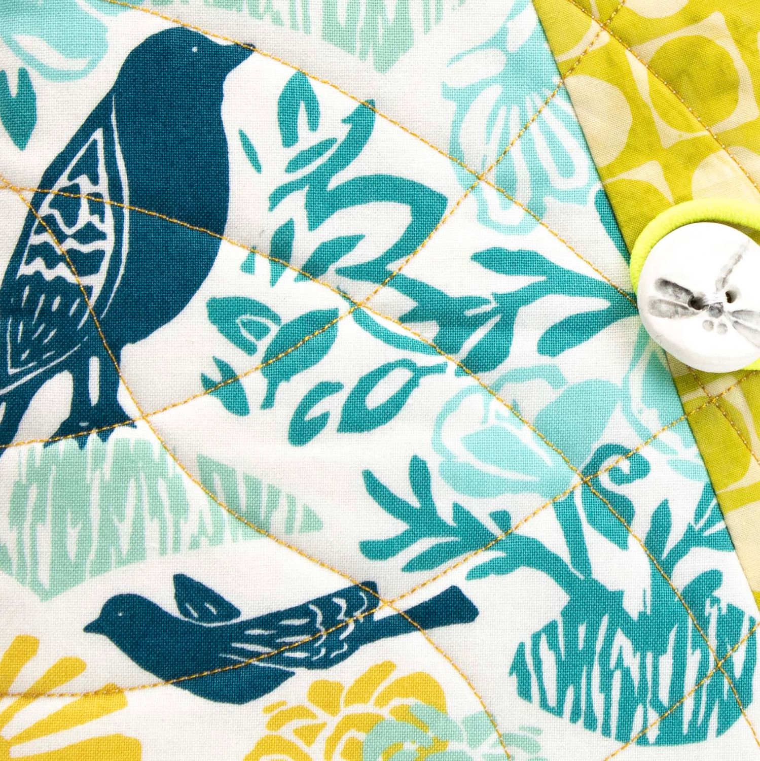 Teal Birds, quilt covered journal HIRC415