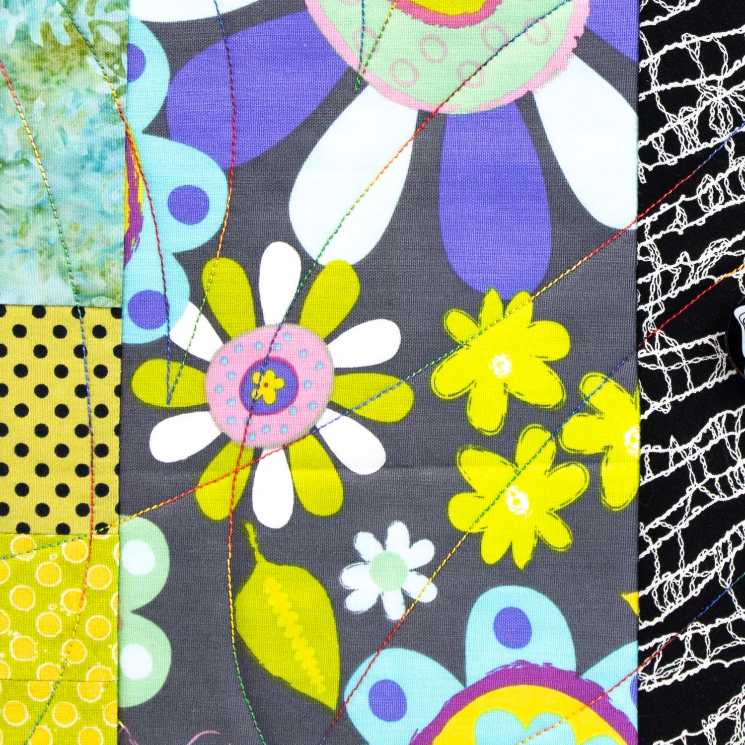 Flower Power, large quilt covered journal HIRC405