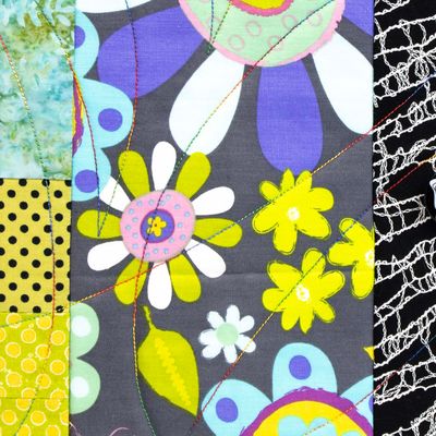 Flower Power, large quilt covered journal HIRC405