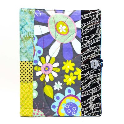 Flower Power, large quilt covered journal HIRC405