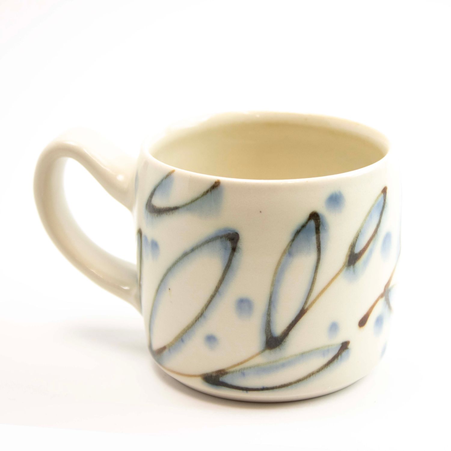 Ivory/Blue, small cylinder mug HECL459