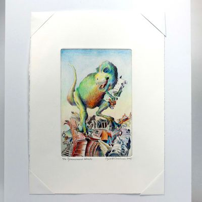 Tyrannosaurus Wrecks, etching COAE043