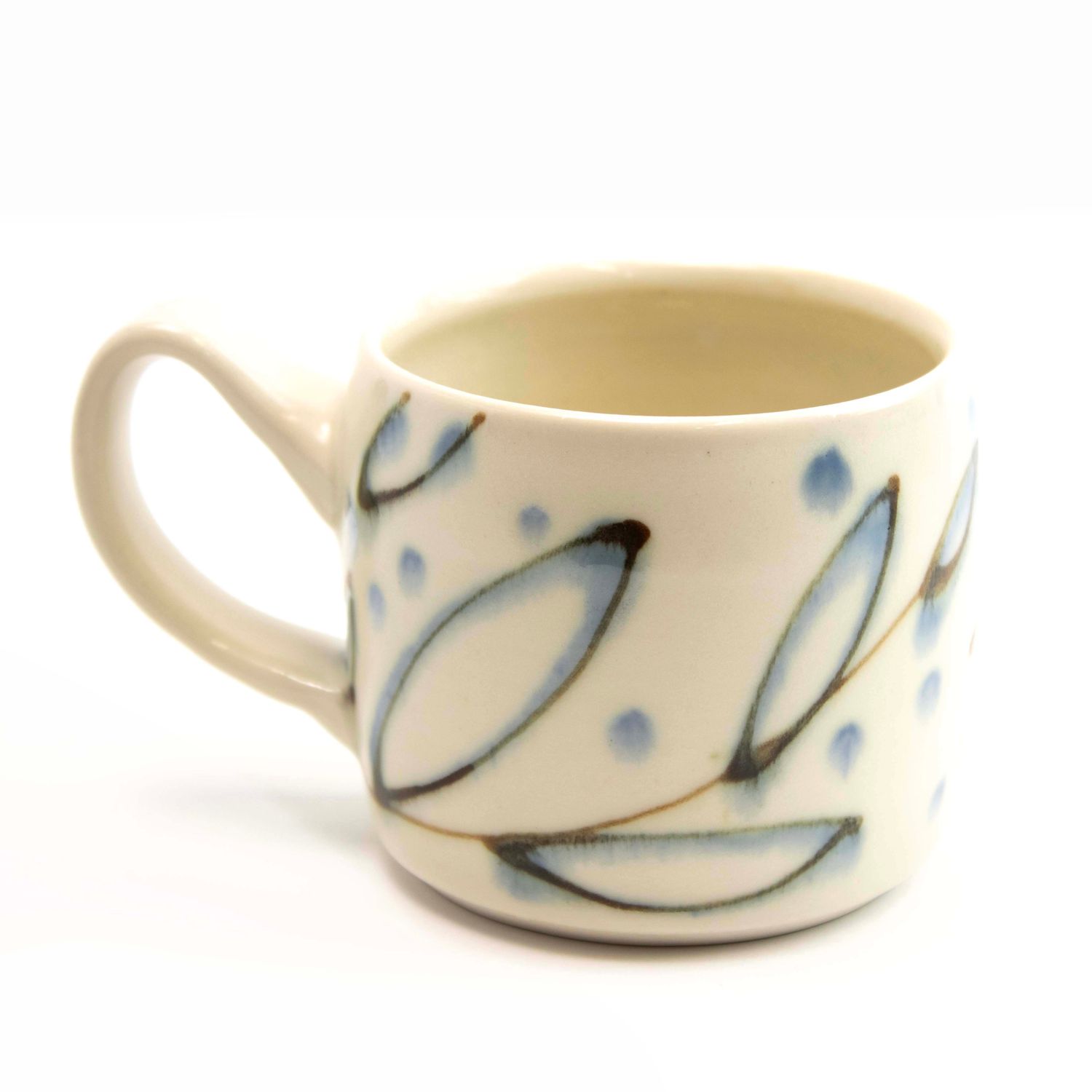 Ivory/Blue, small cylinder mug HECL458