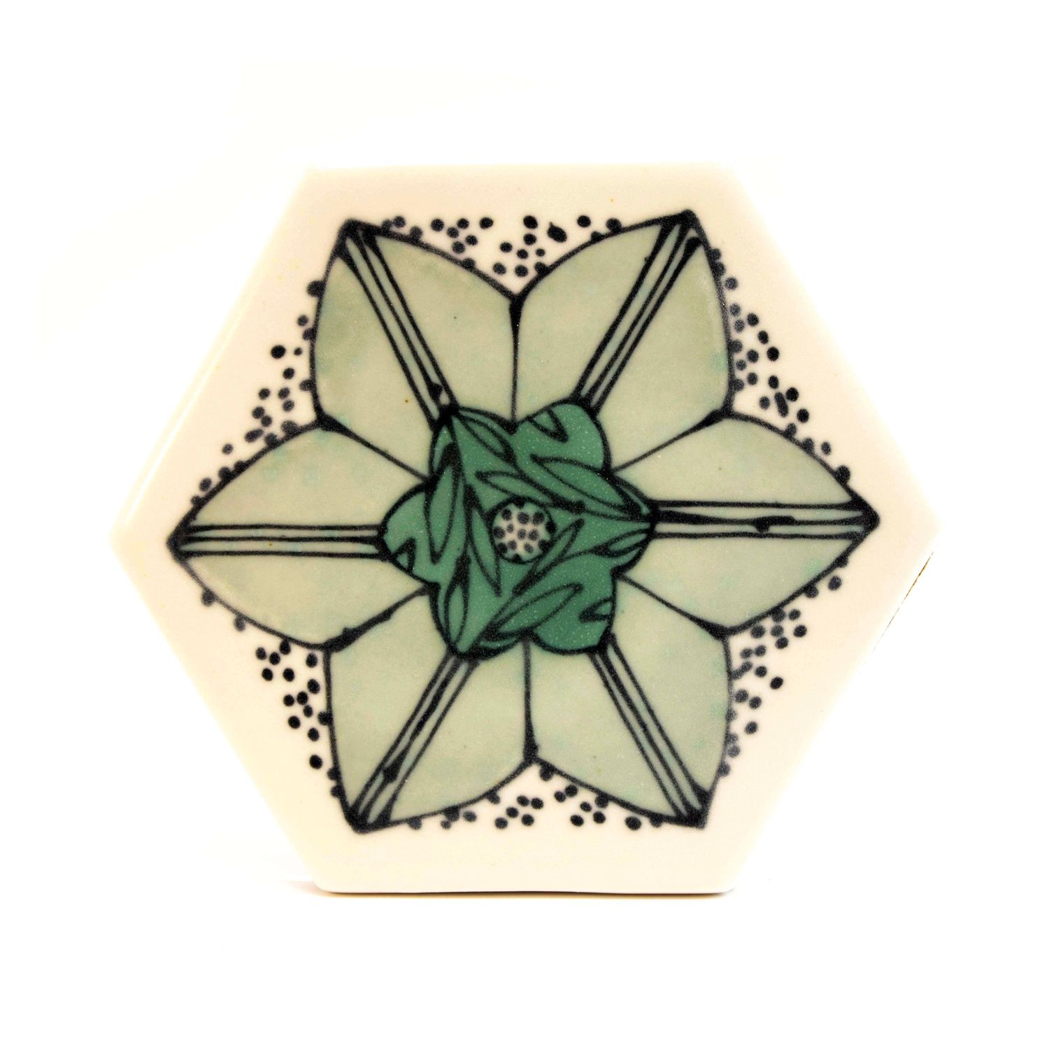 Blue Green Persian Flower, trivet HECL465