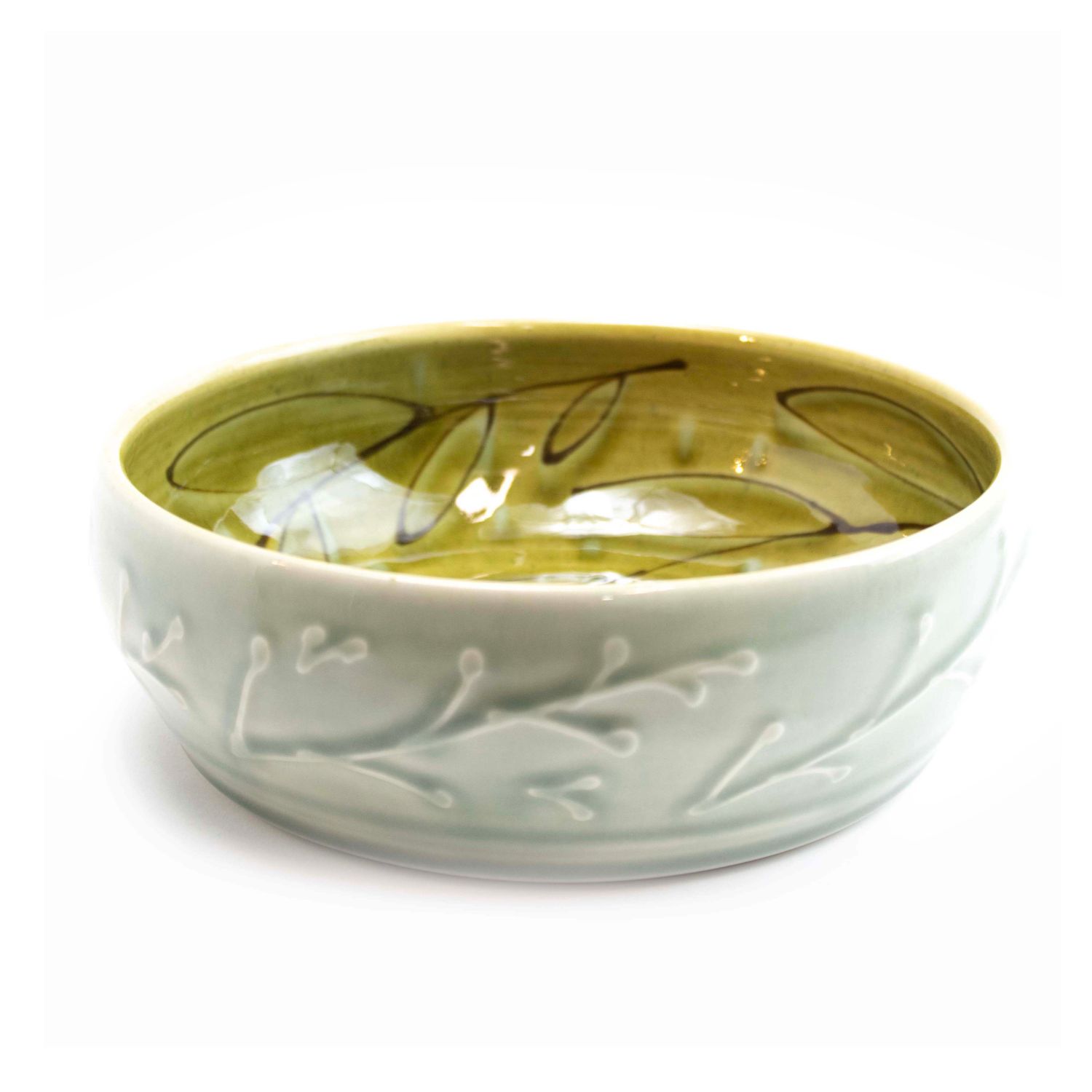 Avocado Speckle Green, medium flat bottom bowl HECL462
