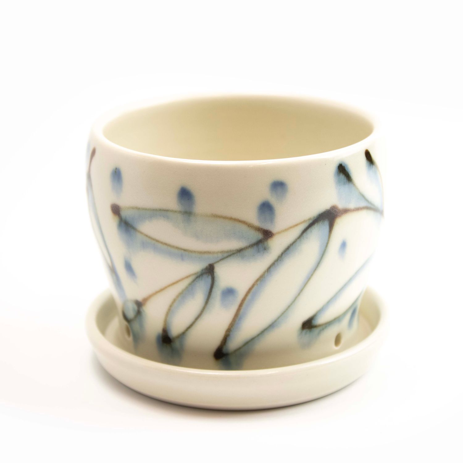 Ivory/Blue, medium planter HECL448