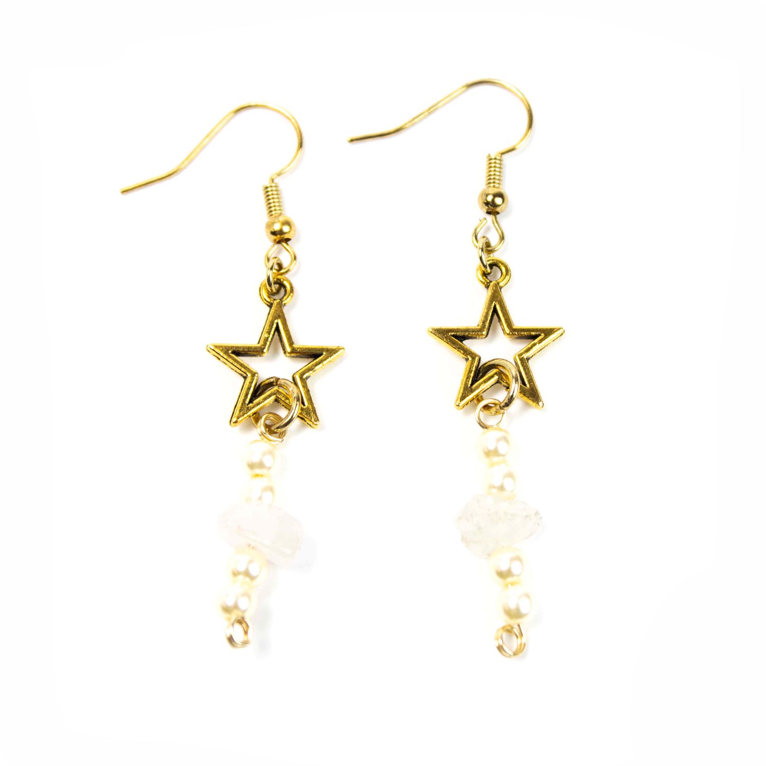 Star Rose Quartz, earrings JORD005