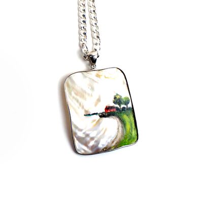 Landscape on Pearl Shell, necklace BARJ190