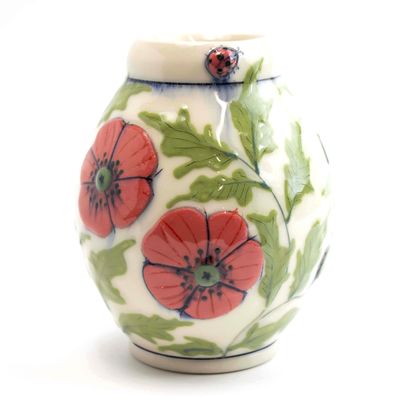 Poppy &amp; Ladybug Vase, ceramic SNYB105