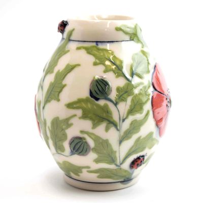 Poppy &amp; Ladybug Vase, ceramic SNYB105
