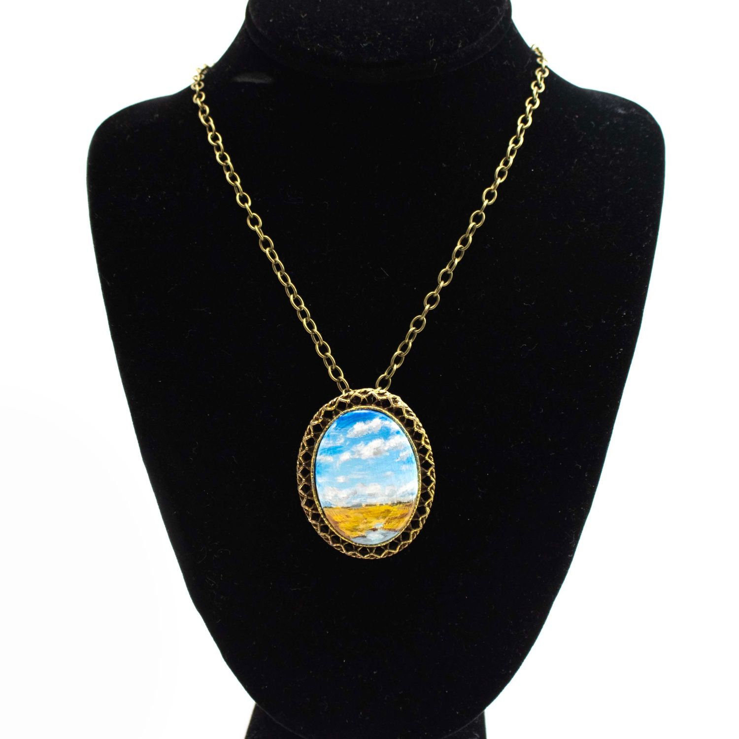 Blues Skies Marsh, necklace pin BARJ191