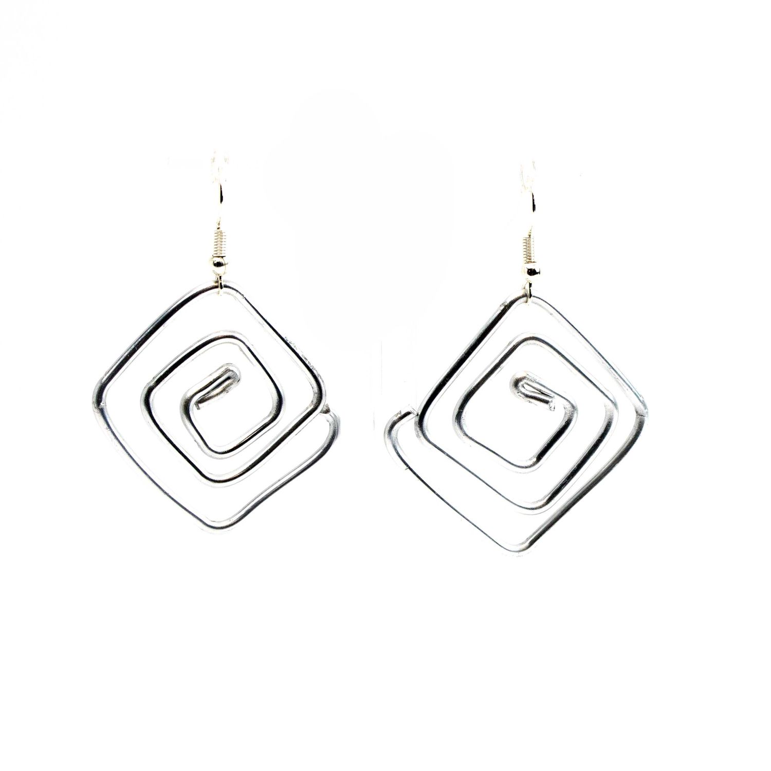 Squares, metal earrings WOOD57